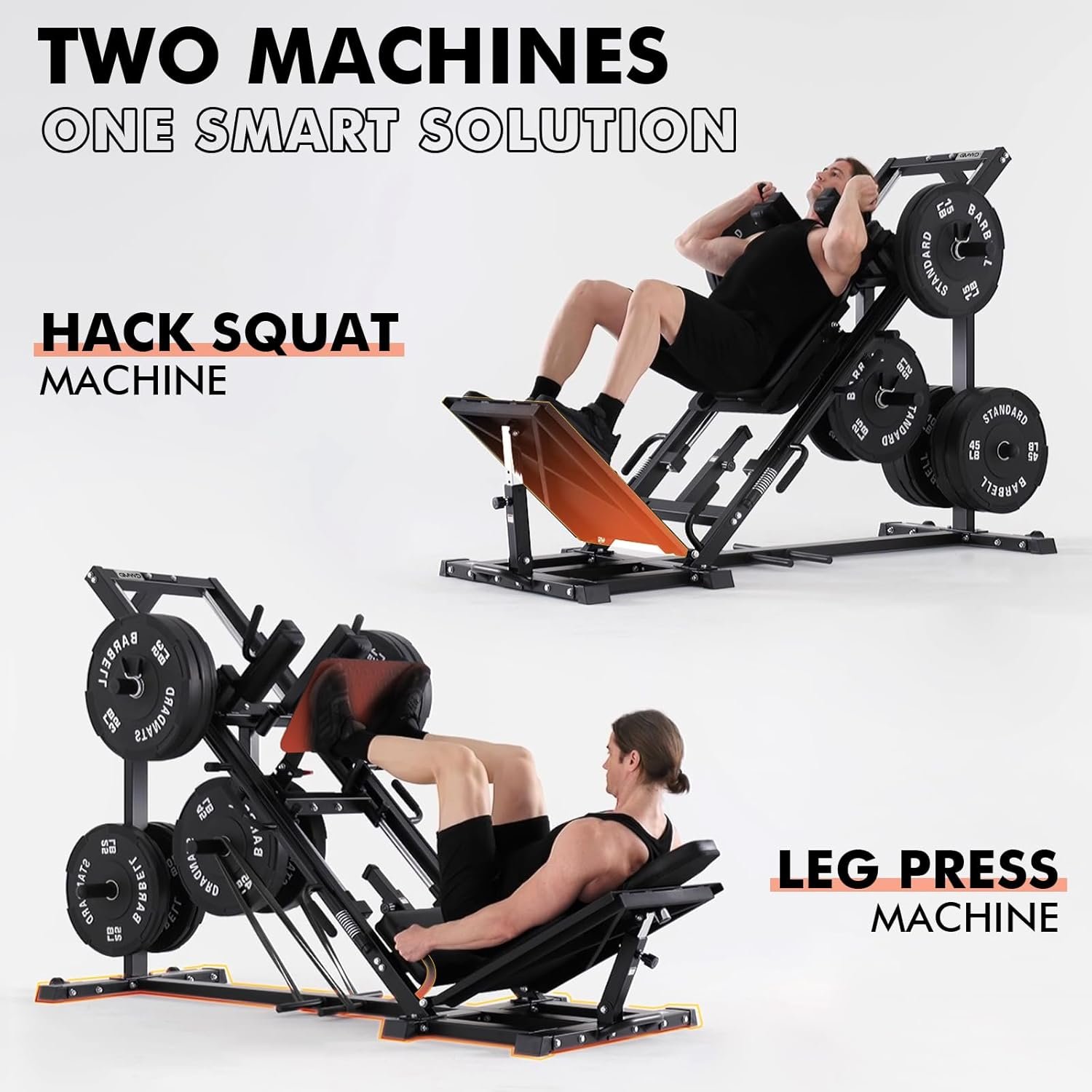 GMWD Leg Press Hack Squat Machine Combo, DD06-V2 Leg Exercise Machine with Linear Bearing, Lower Body Special with Weight Storage for Quads, Hamstring, Glutes - Image 2