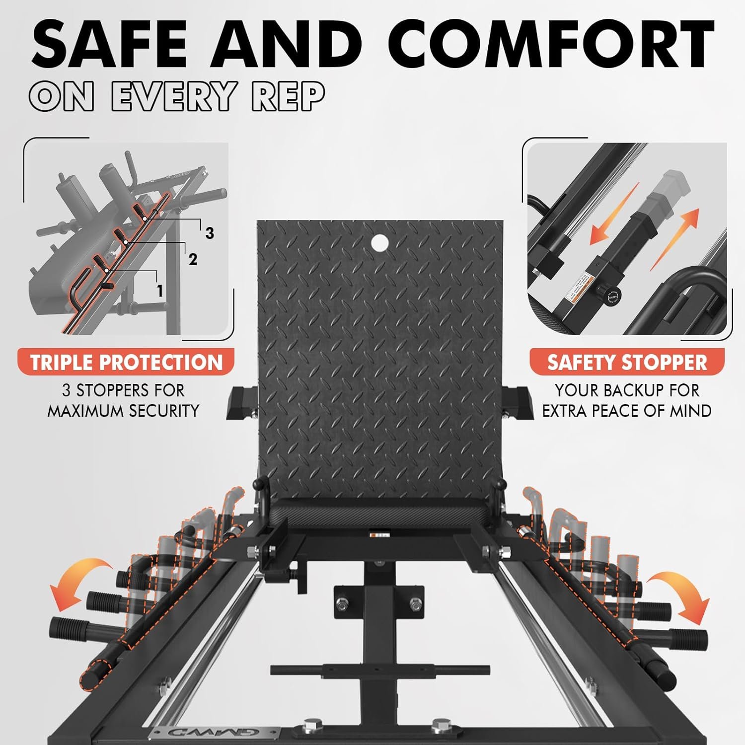 GMWD Leg Press Hack Squat Machine Combo, DD06-V2 Leg Exercise Machine with Linear Bearing, Lower Body Special with Weight Storage for Quads, Hamstring, Glutes - Image 6